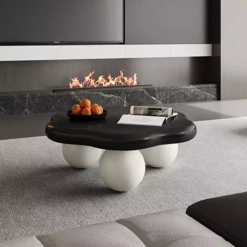 Table basse en forme de nuage de 35 po avec pieds sphériques – MDF rose, capacité de 200 lb
