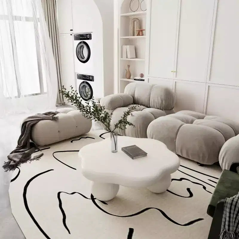 Table basse en forme de nuage de 35 po avec pieds sphériques – MDF rose, capacité de 200 lb