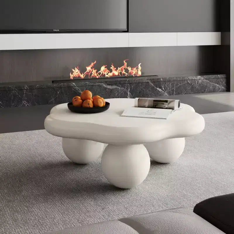 Table basse en forme de nuage de 35 po avec pieds sphériques – MDF rose, capacité de 200 lb