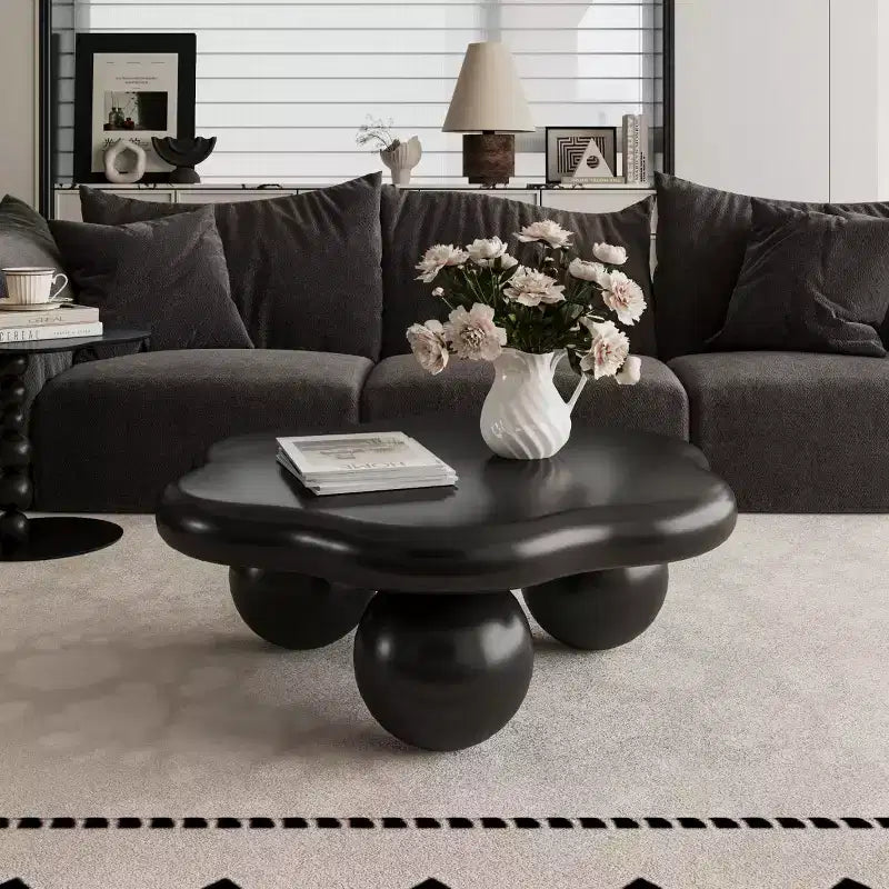Table basse en forme de nuage de 35 po avec pieds sphériques – MDF rose, capacité de 200 lb