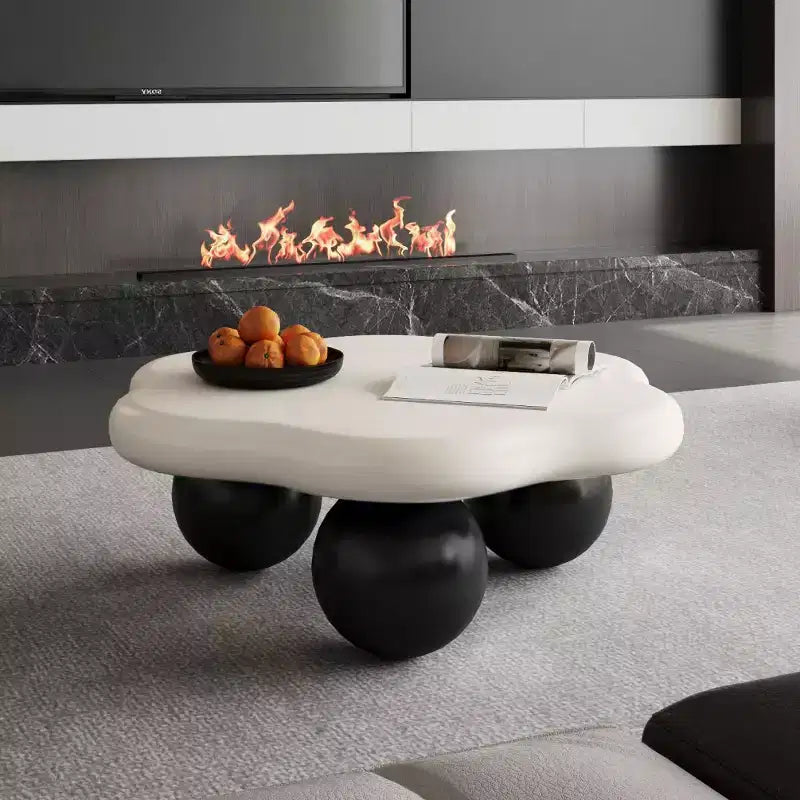 Table basse en forme de nuage de 35 po avec pieds sphériques – MDF rose, capacité de 200 lb