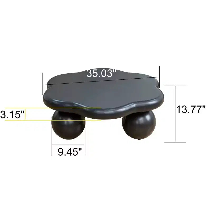 Table basse en forme de nuage de 35 po avec pieds sphériques – MDF rose, capacité de 200 lb