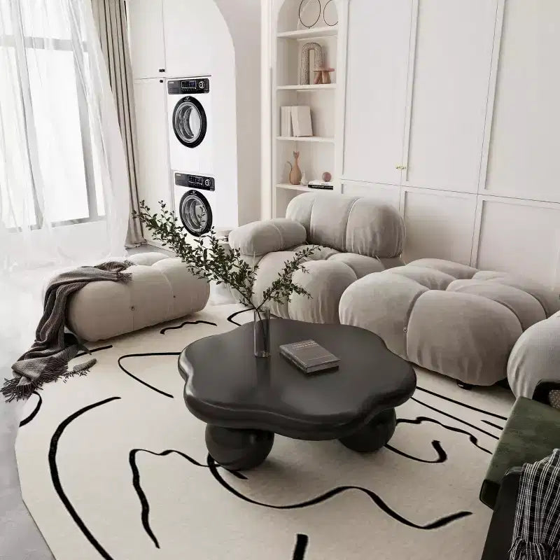 Table basse en forme de nuage de 35 po avec pieds sphériques – MDF rose, capacité de 200 lb
