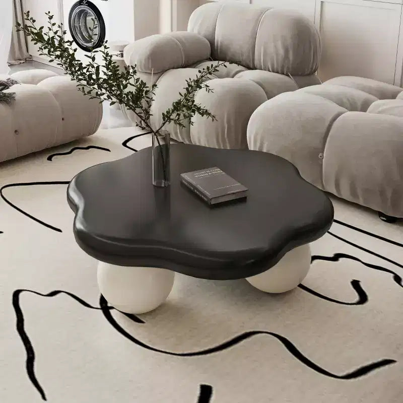 Table basse en forme de nuage de 35 po avec pieds sphériques – MDF rose, capacité de 200 lb