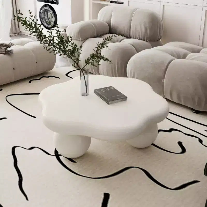Table basse en forme de nuage de 35 po avec pieds sphériques – MDF rose, capacité de 200 lb