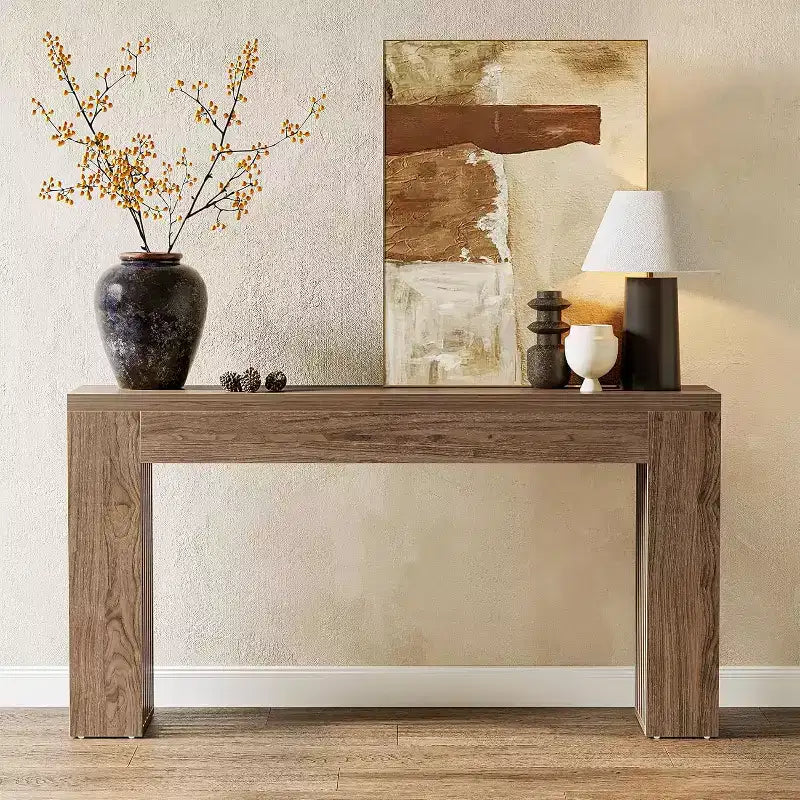 Console étroite de ferme 59" - MDF Noyer, Table d'entrée/de couloir
