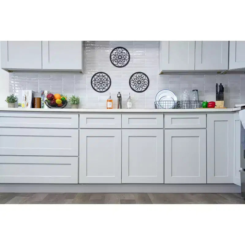 Meuble bas de cuisine Shaker 24" (L) - Bois massif, fermeture douce, à assembler, Gris tourterelle, Faible teneur en COV
