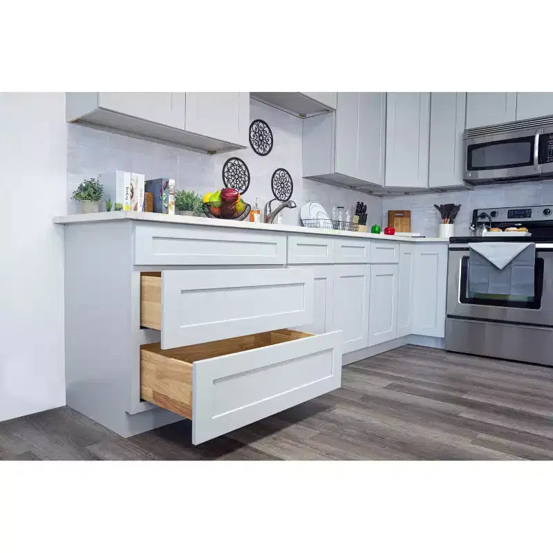 Meuble bas de cuisine Shaker 24" (L) - Bois massif, fermeture douce, à assembler, Gris tourterelle, Faible teneur en COV