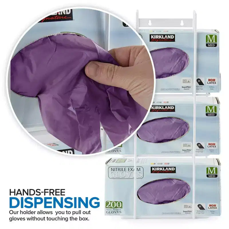 Distributeur triple de gants mural - Acier poudré blanc, lot de 10