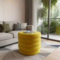 Pouf de cocktail rond 21" en velours capitonné - Jaune, aucun assemblage requis
