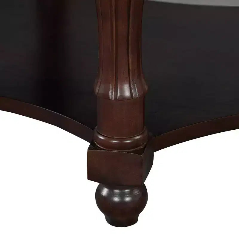 Table basse ovale de style campagnard avec tiroir et étagère inférieure - Marron vieilli, 114 cm