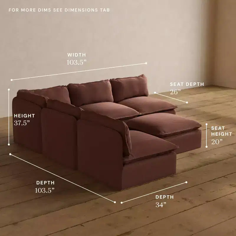 Canapé d'angle modulaire 5 places lavable + ottoman - Lavable en machine, compatible avec les animaux domestiques