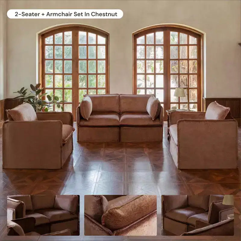 Canapé d'angle modulaire 5 places lavable + ottoman - Lavable en machine, compatible avec les animaux domestiques