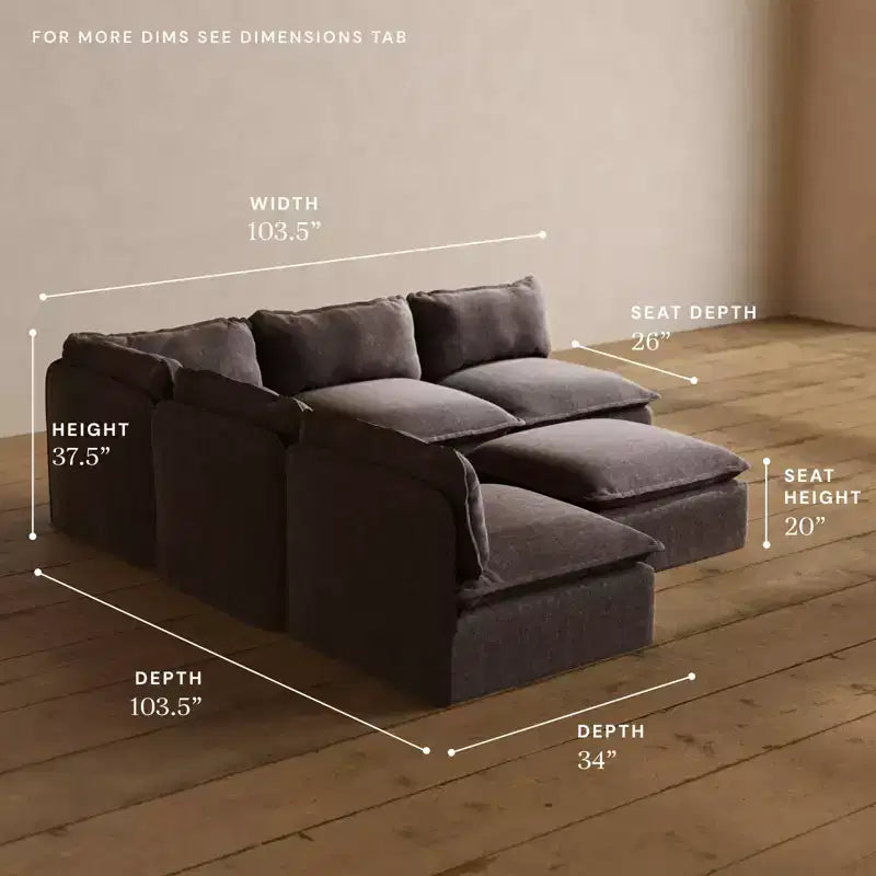 Canapé d'angle modulaire 5 places lavable + ottoman - Lavable en machine, compatible avec les animaux domestiques