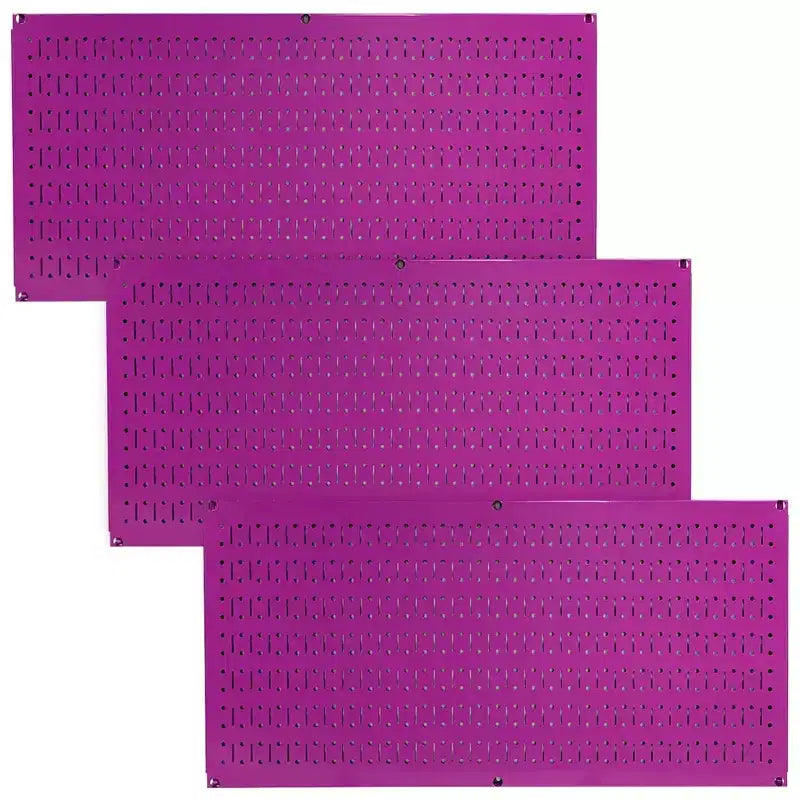 Organisateur d'outils mural perforé en métal 81x41 cm avec accessoires de montage – Violet, lot de 3