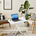 Table pliante réglable en hauteur, cadres métalliques, table d'appoint rectangulaire pour ordinateur portable pour dortoir, chambre, salon, camping, blanc