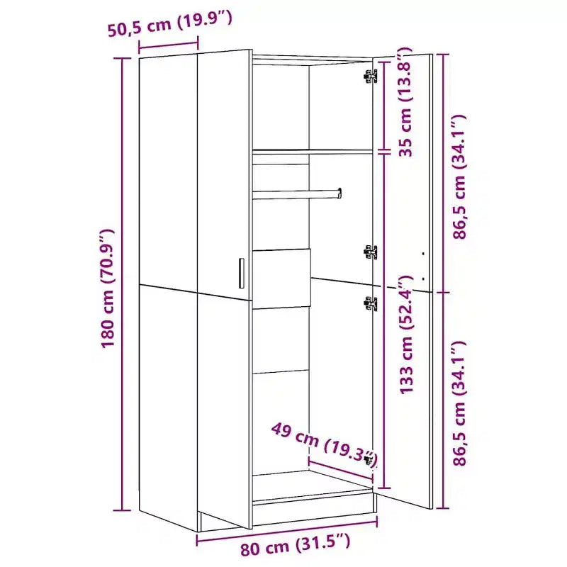 Armoire compacte - Bois d'ingénierie chêne Sonoma