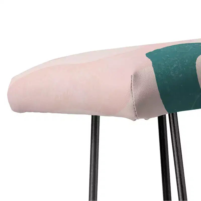 Banc rembourré imprimé serpentins - Similicuir rose, 46x16x18 pouces
