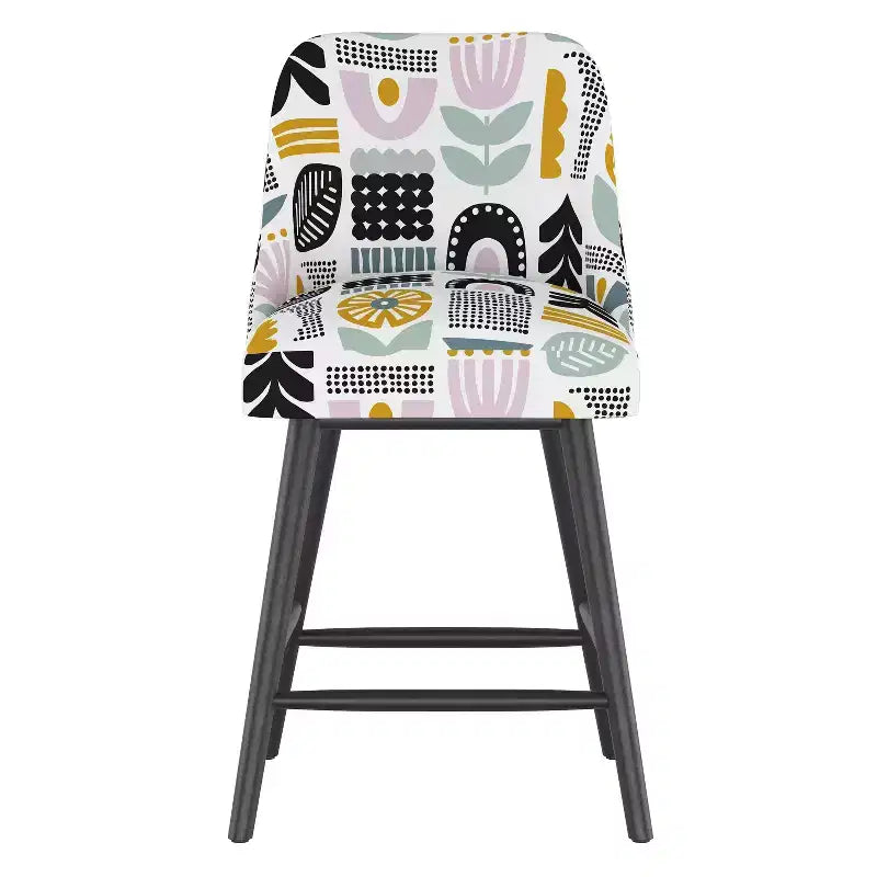 Tabouret de bar hauteur comptoir - Dossier haut rembourré, Structure en hévéa, Hauteur d'assise 68,5 cm