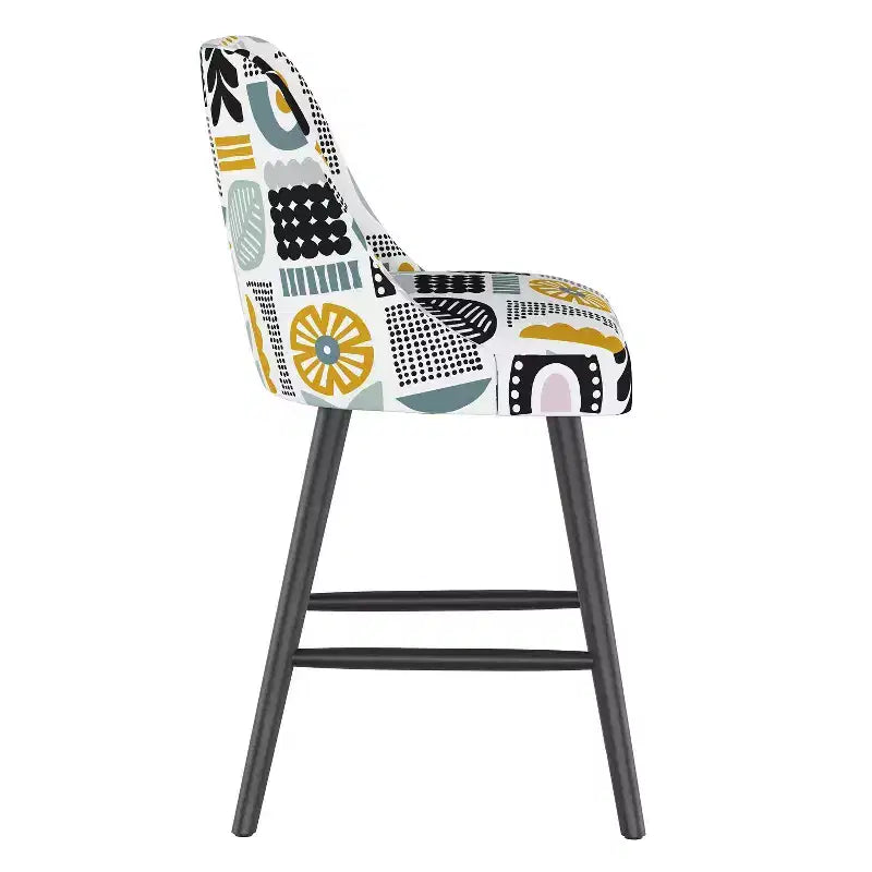 Tabouret de bar hauteur comptoir - Dossier haut rembourré, Structure en hévéa, Hauteur d'assise 68,5 cm