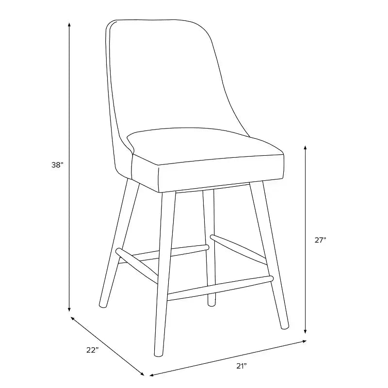 Tabouret de bar hauteur comptoir - Dossier haut rembourré, Structure en hévéa, Hauteur d'assise 68,5 cm