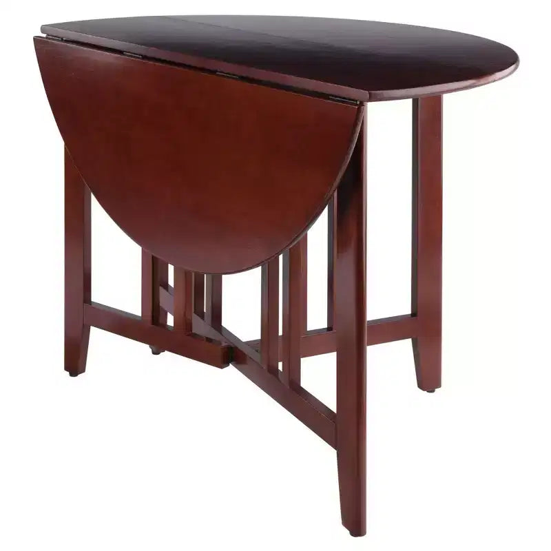 Table de salle à manger ronde Alamo de 42 po en bois/noyer à double abattant