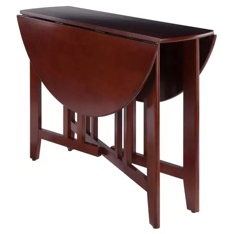 Table de salle à manger ronde Alamo de 42 po en bois/noyer à double abattant