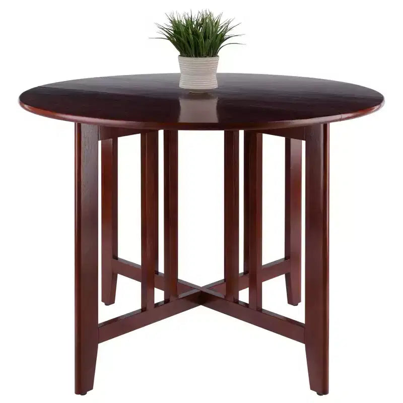 Table de salle à manger ronde Alamo de 42 po en bois/noyer à double abattant