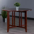 Table de salle à manger ronde Alamo de 42 po en bois/noyer à double abattant