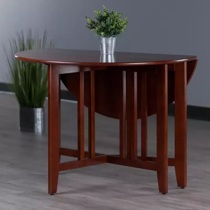Table de salle à manger ronde Alamo de 42 po en bois/noyer à double abattant