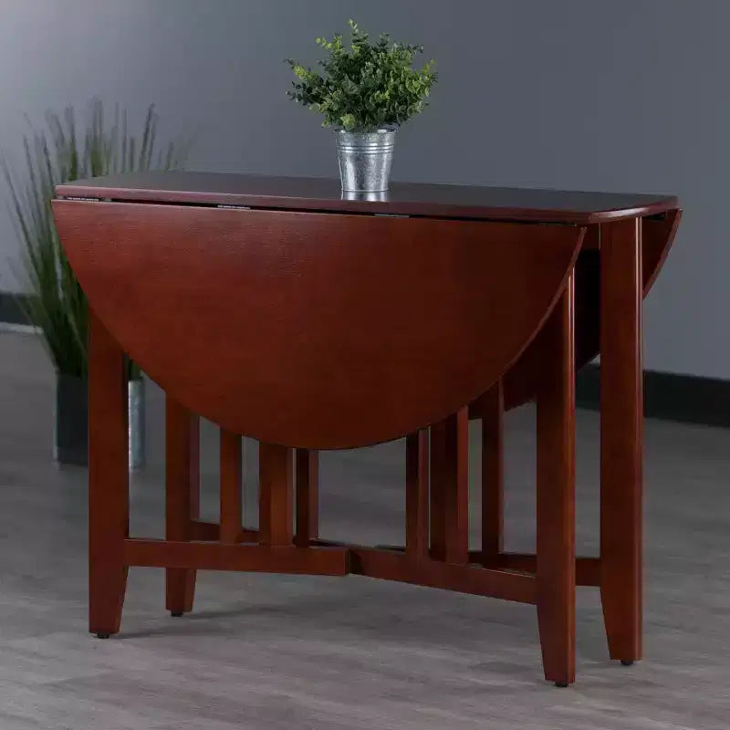 Table de salle à manger ronde Alamo de 42 po en bois/noyer à double abattant