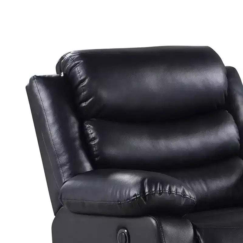 Causeuse inclinable en similicuir de 39 po avec console et porte-gobelets - Noir