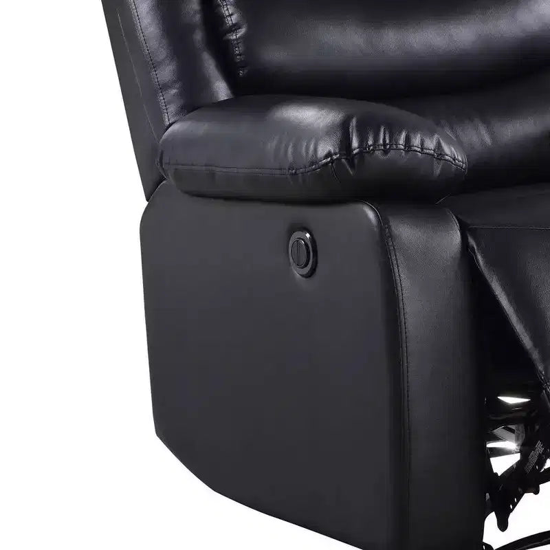 Causeuse inclinable en similicuir de 39 po avec console et porte-gobelets - Noir