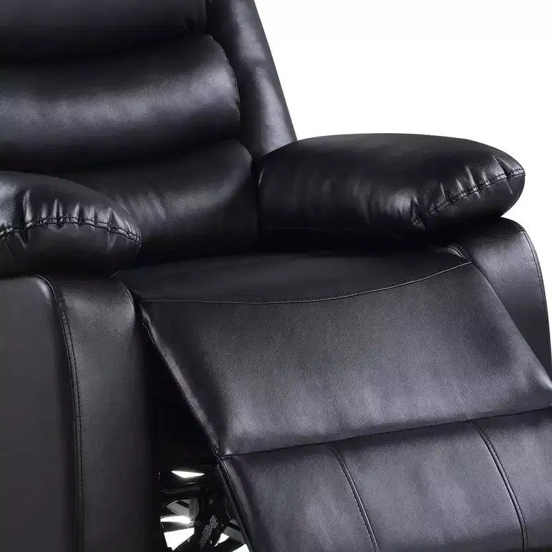 Causeuse inclinable en similicuir de 39 po avec console et porte-gobelets - Noir