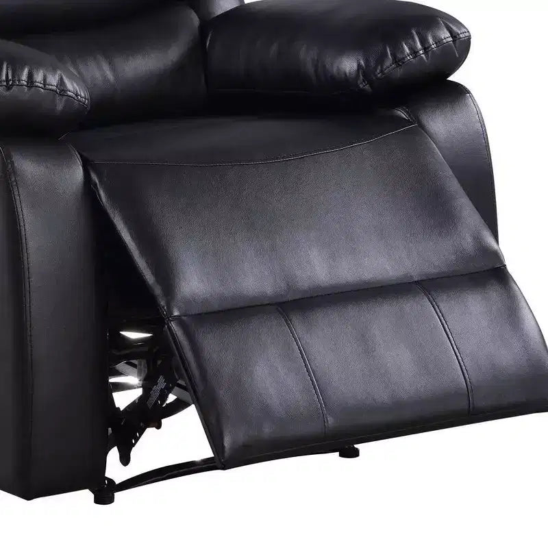 Causeuse inclinable en similicuir de 39 po avec console et porte-gobelets - Noir
