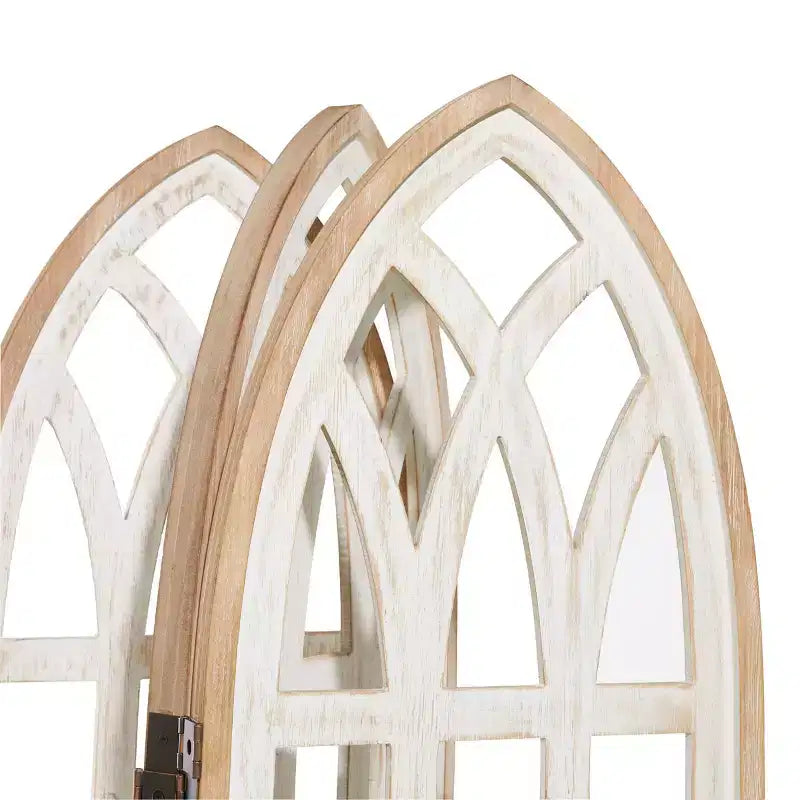 Séparateur de pièce en bois de ferme à 3 panneaux - Blanc, aucun assemblage requis