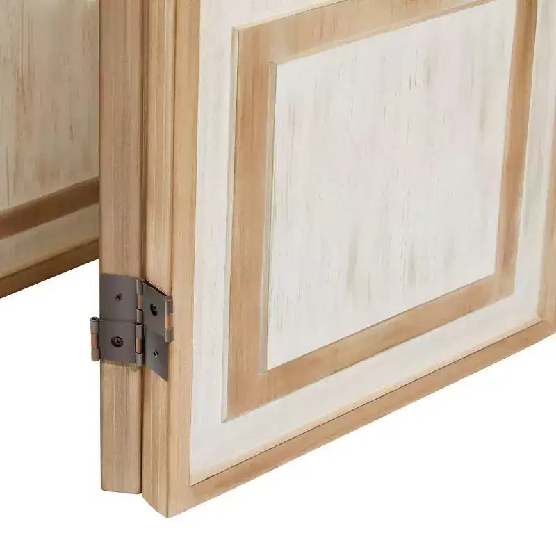 Séparateur de pièce en bois de ferme à 3 panneaux - Blanc, aucun assemblage requis