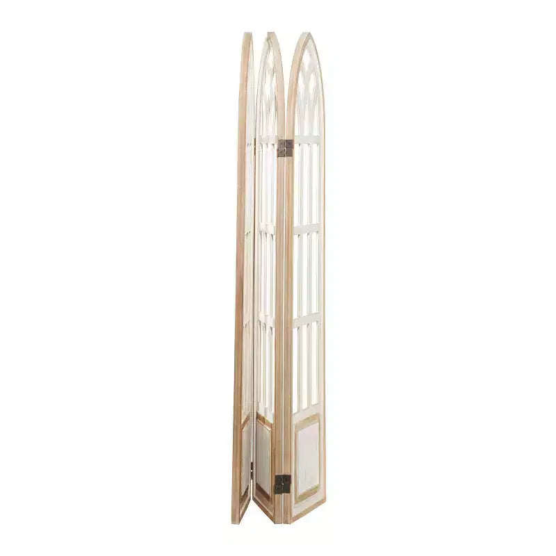 Séparateur de pièce en bois de ferme à 3 panneaux - Blanc, aucun assemblage requis