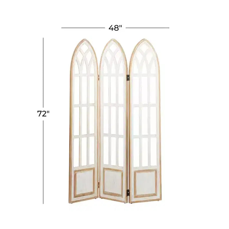 Séparateur de pièce en bois de ferme à 3 panneaux - Blanc, aucun assemblage requis