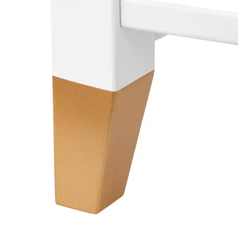 Table d'appoint moderne du milieu du siècle avec tiroir et étagère inférieure - MDF blanc et pieds en pin