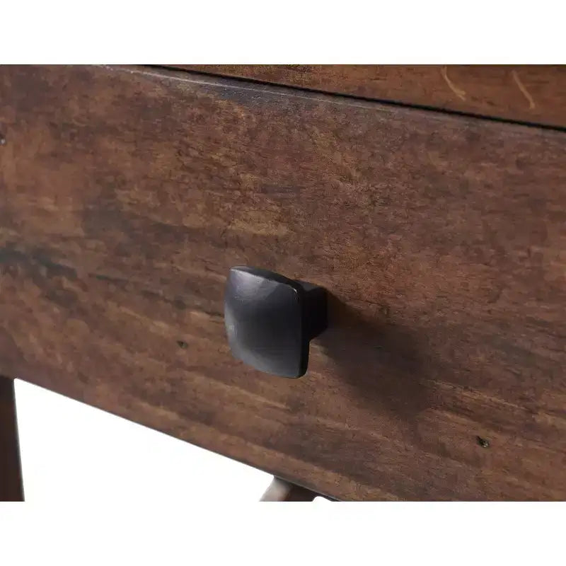 Table d'appoint carrée 21" en bois de pin avec tiroir et étagère - Finition cerisier