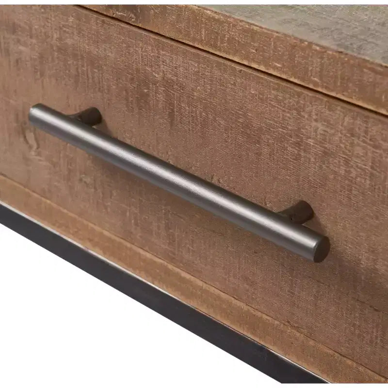 Console en bois et métal de 91 cm avec 2 tiroirs - Finition marron vieilli