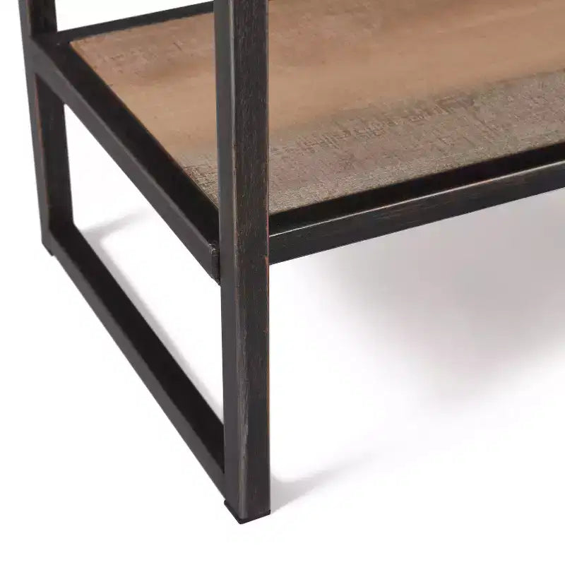 Console en bois et métal de 91 cm avec 2 tiroirs - Finition marron vieilli