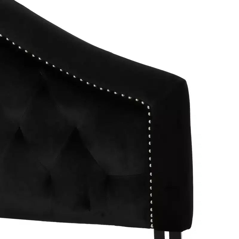 Tête de lit capitonnée Glam Grand Lit/Queen - Boutons touffetés et coutures diamant avec clous décoratifs