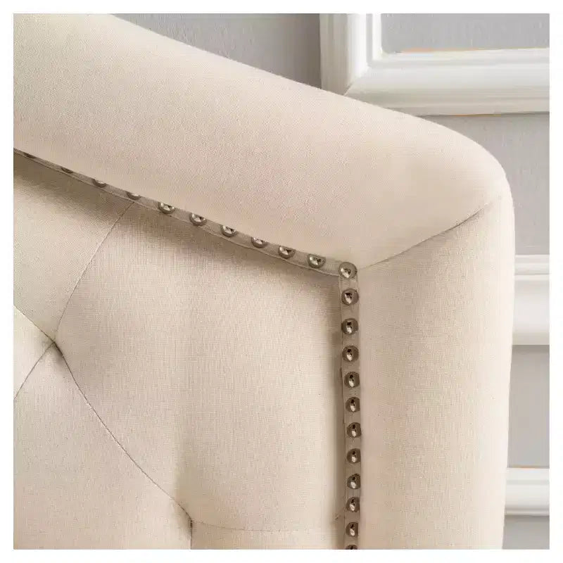 Tête de lit capitonnée Glam Grand Lit/Queen - Boutons touffetés et coutures diamant avec clous décoratifs