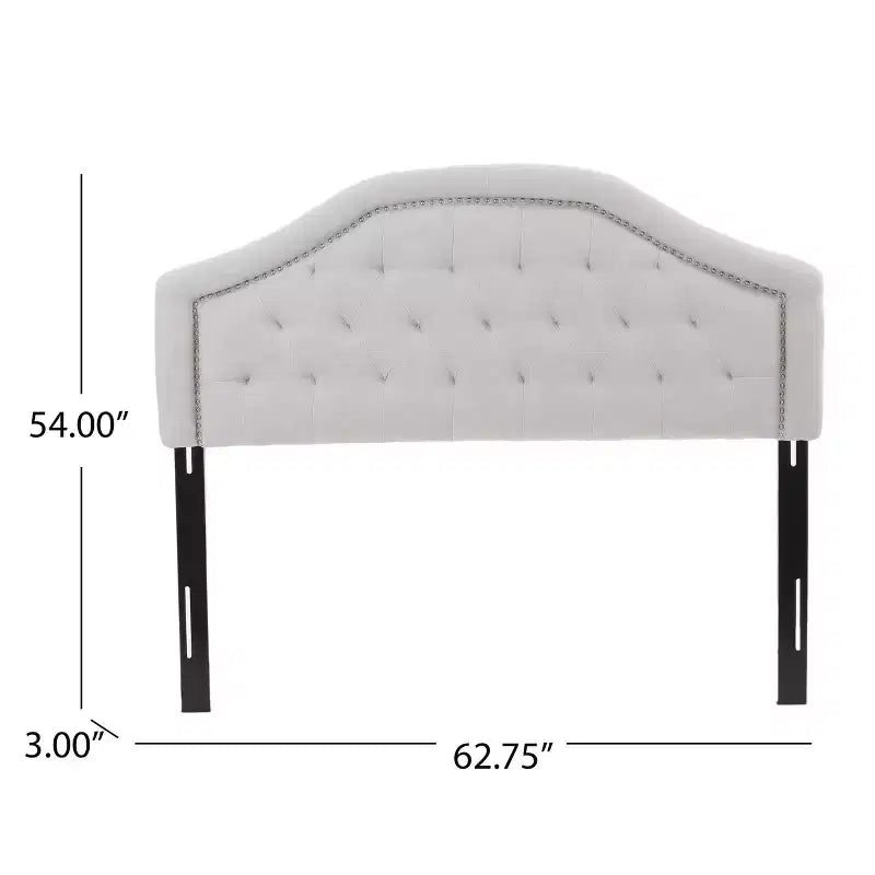 Tête de lit capitonnée Glam Grand Lit/Queen - Boutons touffetés et coutures diamant avec clous décoratifs