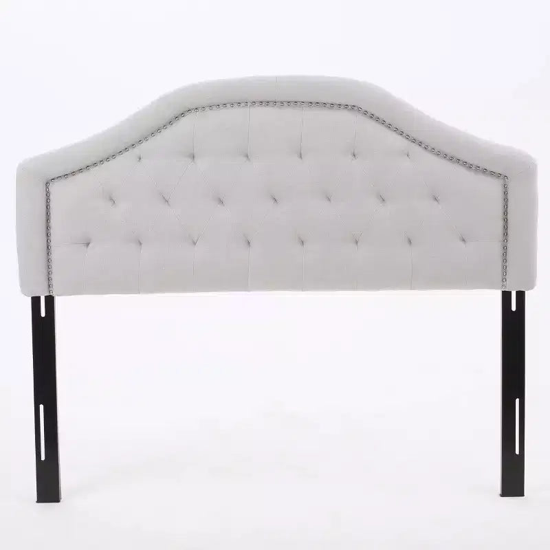Tête de lit capitonnée Glam Grand Lit/Queen - Boutons touffetés et coutures diamant avec clous décoratifs