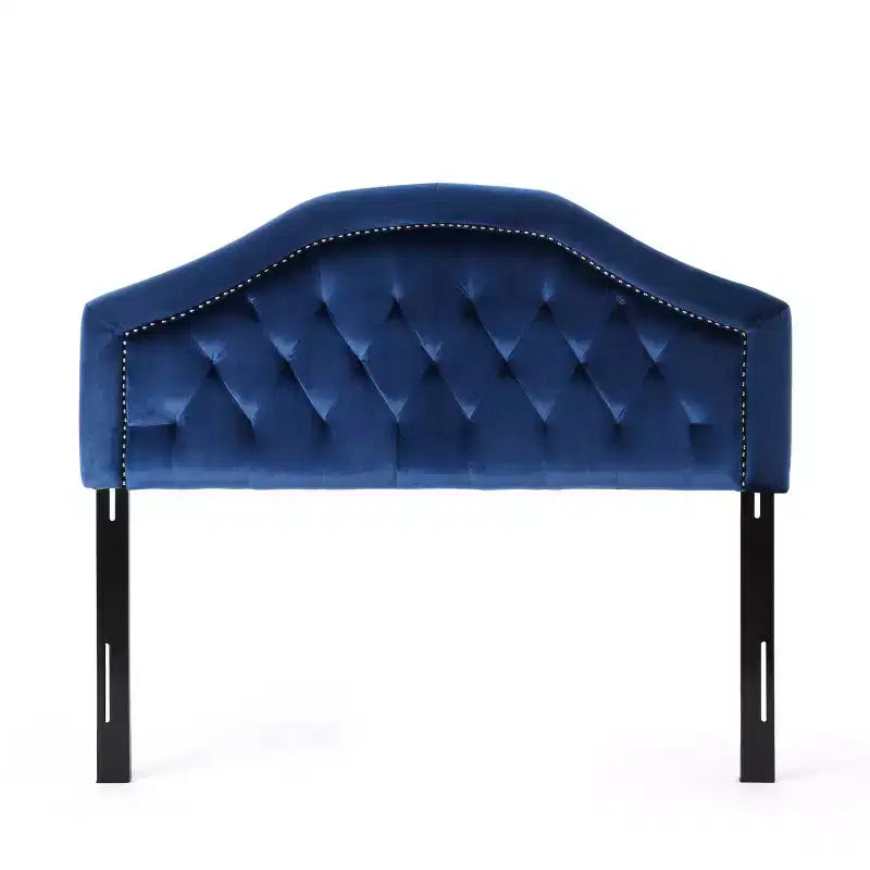 Tête de lit capitonnée Glam Grand Lit/Queen - Boutons touffetés et coutures diamant avec clous décoratifs