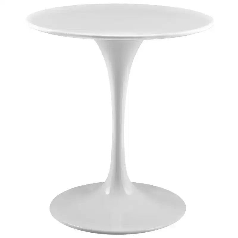 Table à manger ronde en bois avec pied central - Blanc, Mid-Century Modern
