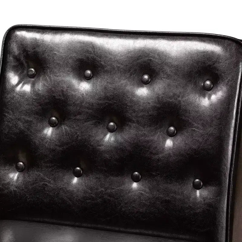 Chaise de salle à manger capitonnée en similicuir, structure en bois - Style moderne du milieu du siècle